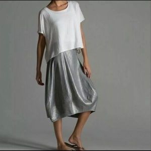 Eileen Fisher Glimmer Linen Skirt Silver M